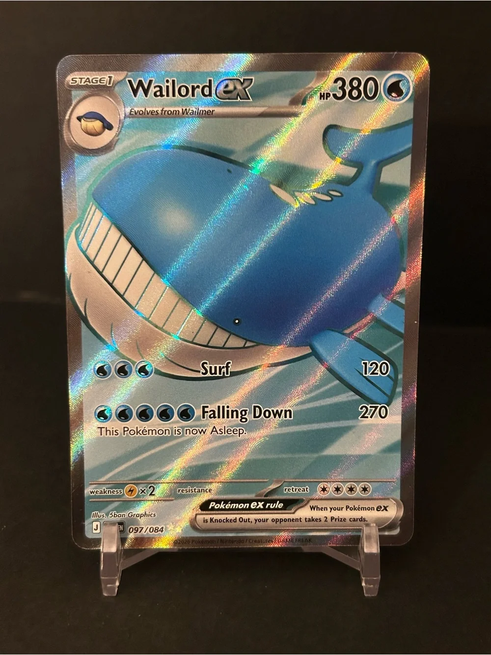 2026 Pokémon TCG ME05 Pitch Black Wailord ex Full Art Secret Rare # 097/084